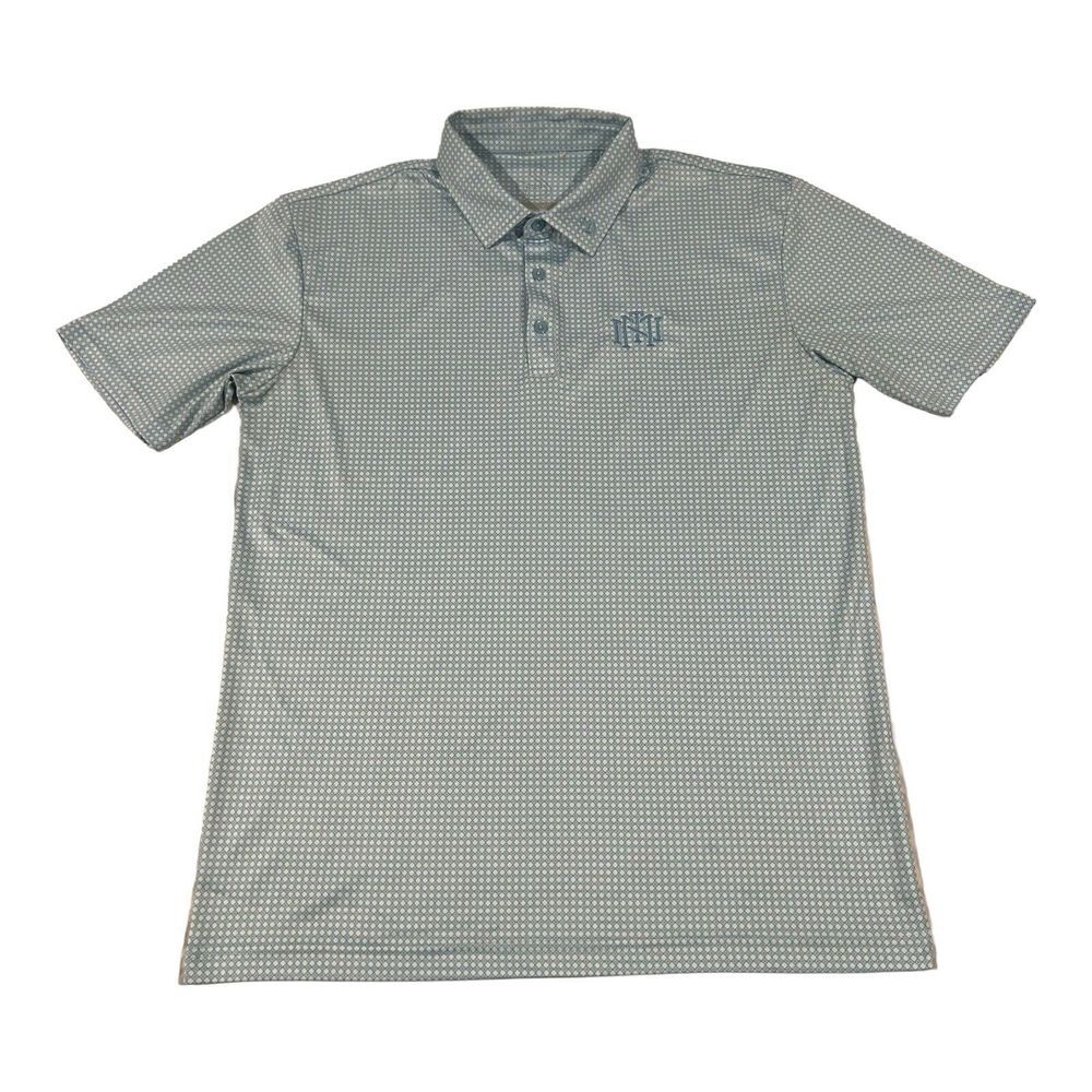 Swannies Polo Shirt Mens Size Medium M Short Sleeve Golf White All Over Print‎